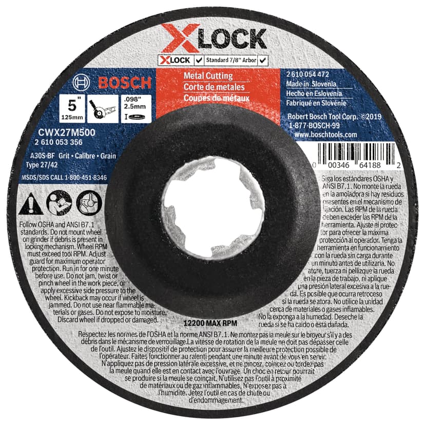 Bosch X-Lock Small Angle Grinder Metal Cutting Wheel, T27, 5-in x 0.098-in