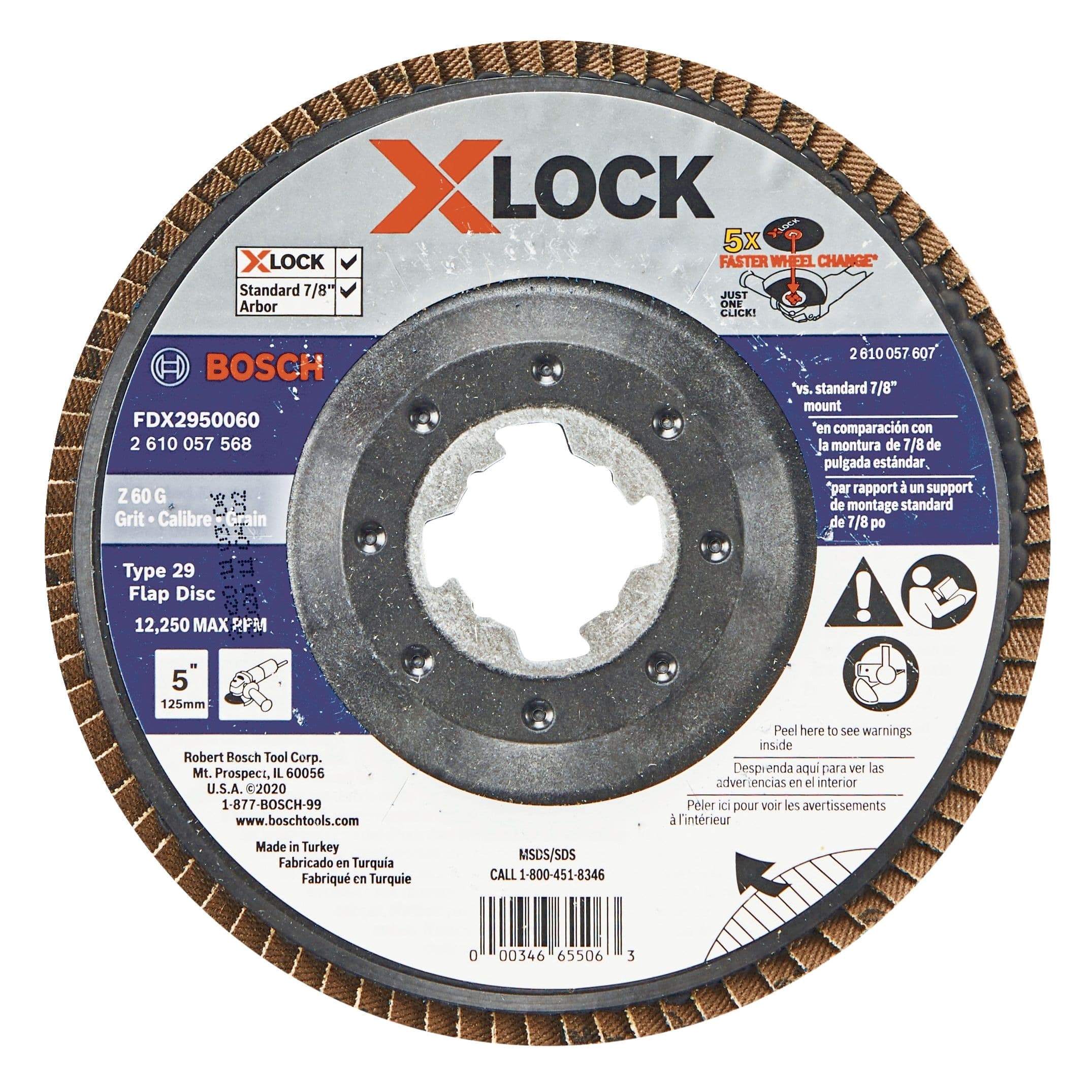 Bosch X-Lock Flap Disc for Small Angle Grinder, T29, 5-in, 60-Grit