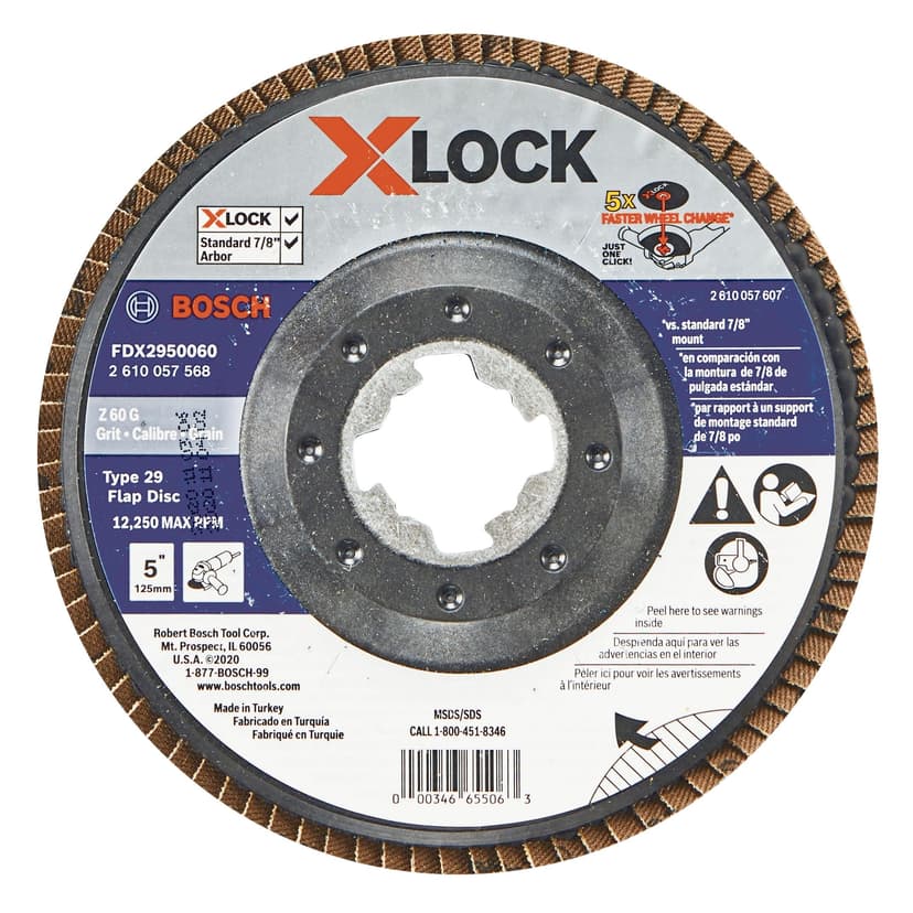 Bosch X-Lock Flap Disc for Small Angle Grinder, T29, 5-in, 60-Grit