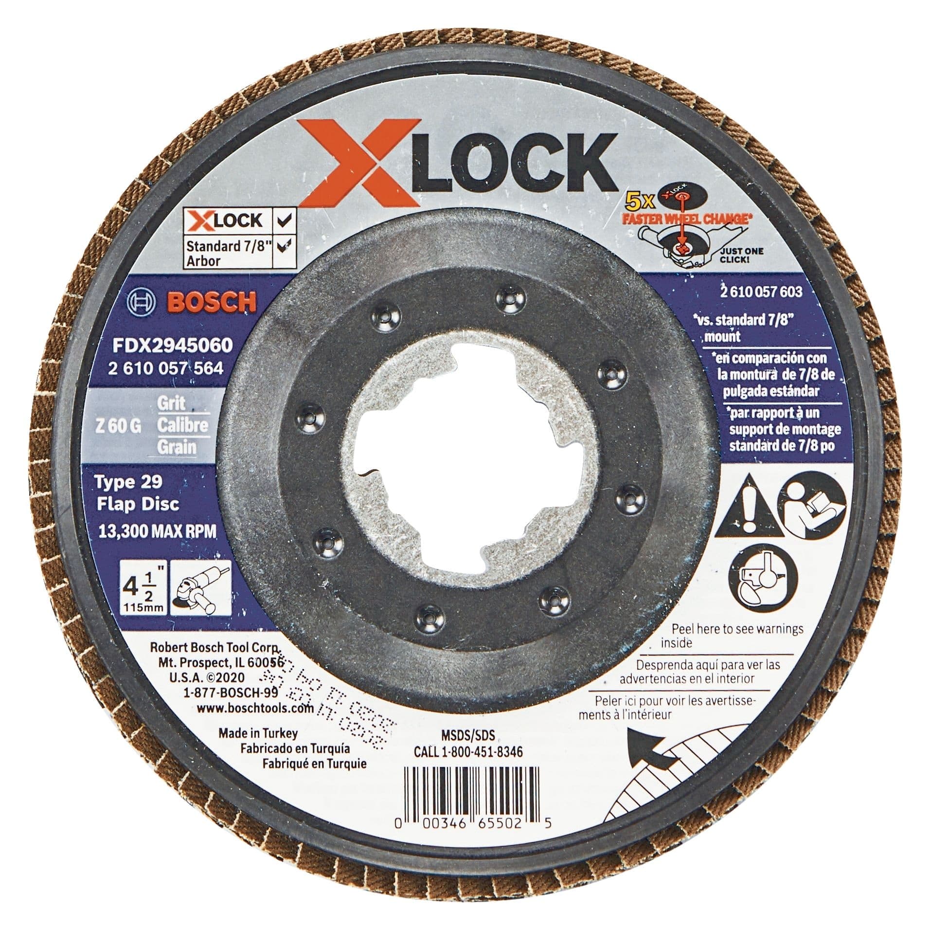 Bosch X-Lock Flap Disc for Small Angle Grinder, T29, 4-1/2-in, 60 Grit