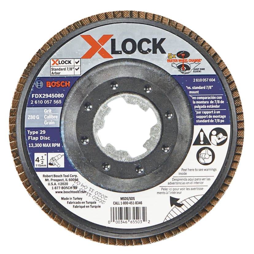 Bosch X-Lock Flap Disc for Small Angle Grinder, T29, 4-1/2-in, 80 Grit