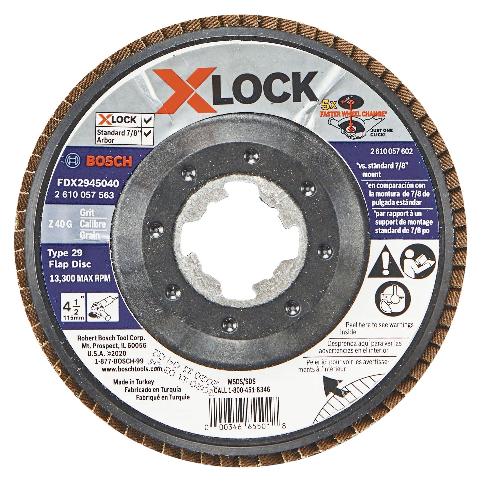 Bosch X-Lock Flap Disc for Small Angle Grinder, T29, 4-1/2-in, 40 Grit