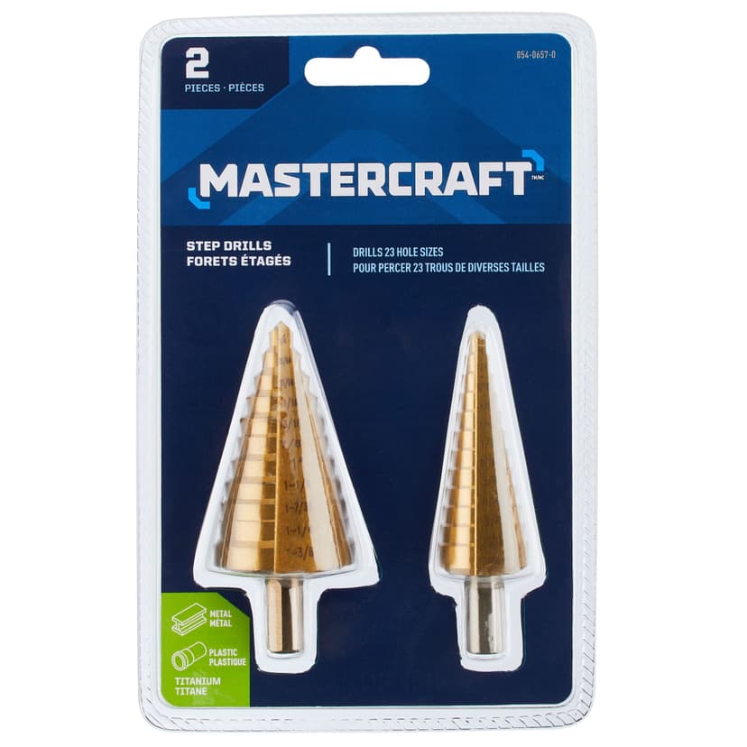 Mastercraft Titanium-Nitride Coated Step Drill Set for Metal & Plastic, 2-pc
