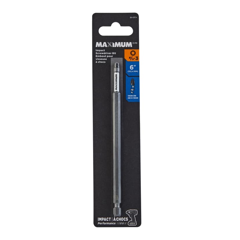 MAXIMUM SQ3 Square Screwdriver Bit, 6-in, 1-pk