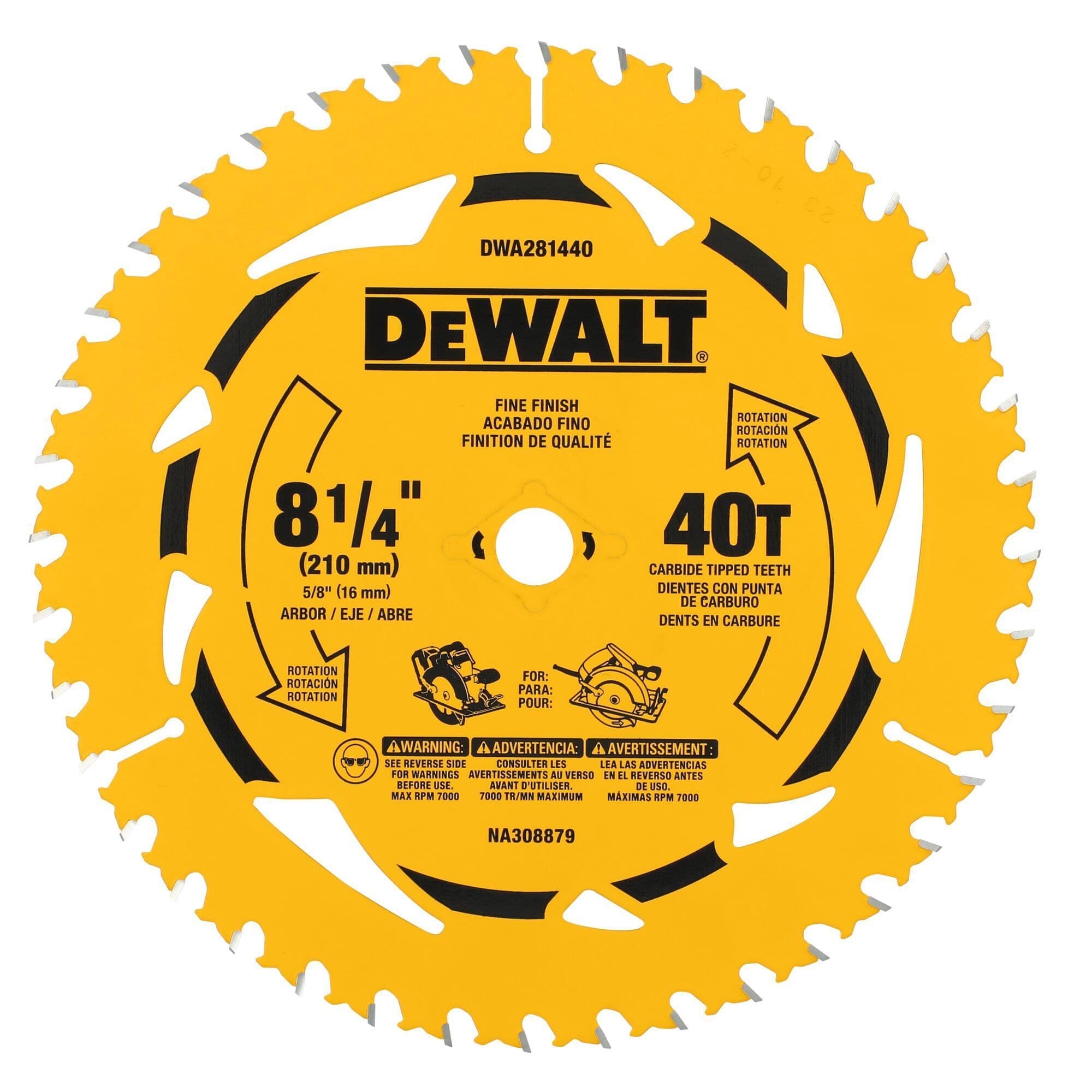 DEWALT DWA181440 8-1/4-in 40T Carbide Tipped Circular Saw Blade for Wood