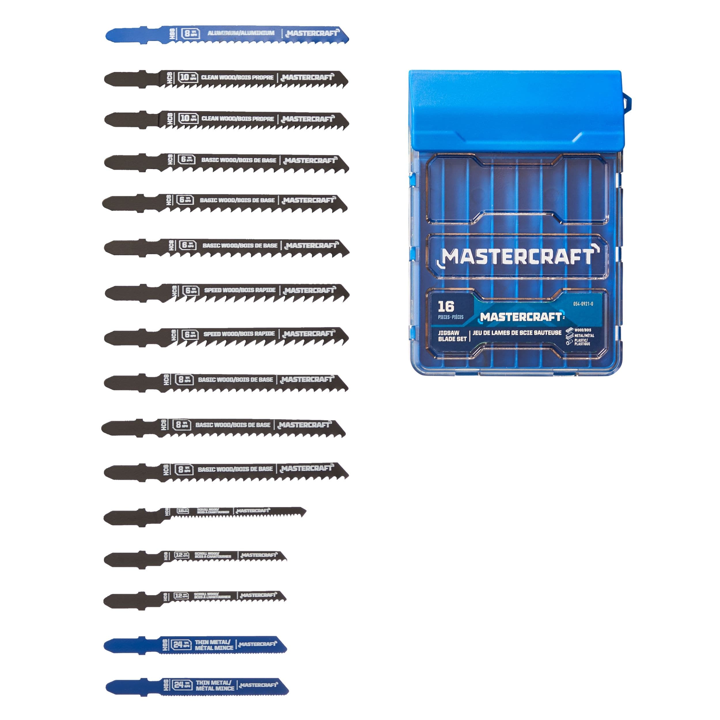 Mastercraft Assorted Carbon Steel Jigsaw Blade Set For Wood/Metal, 16-pc