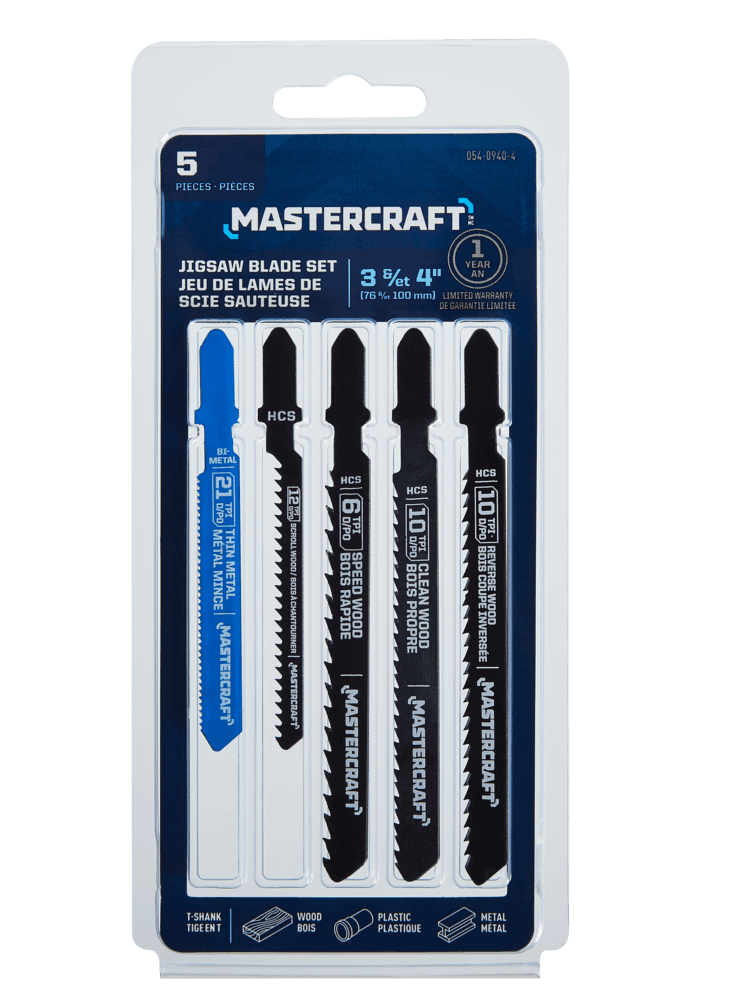 Mastercraft T-Shank Bi-Metal &HCS Jigsaw Blades for Wood, Metal, 5-pk