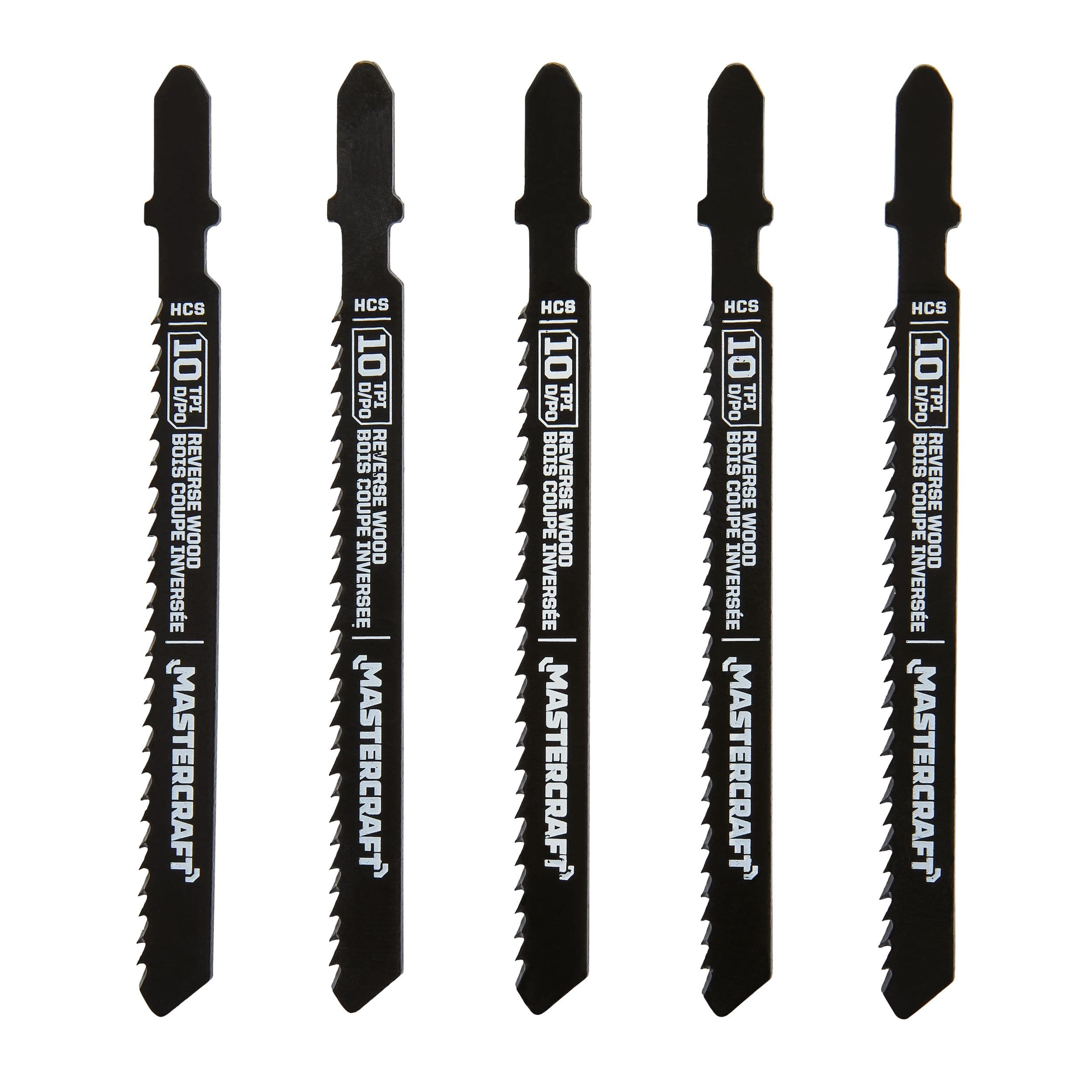 Mastercraft 10 TPI T-Shank Reverse Wood Jigsaw Blades for Wood, Plastic, 5-pk