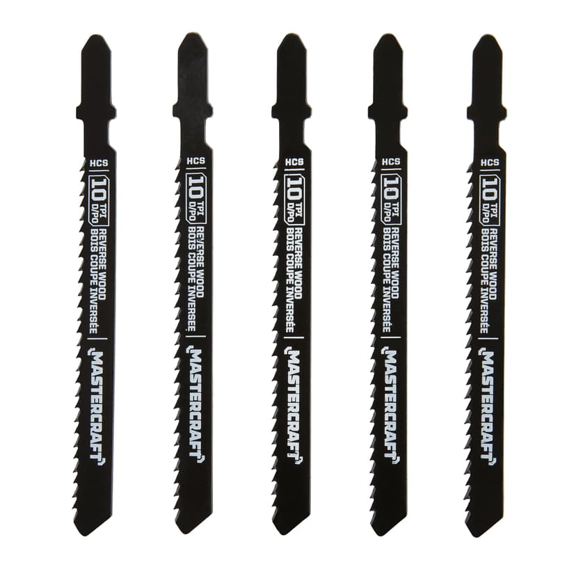 Mastercraft 10 TPI T-Shank Reverse Wood Jigsaw Blades for Wood, Plastic, 5-pk