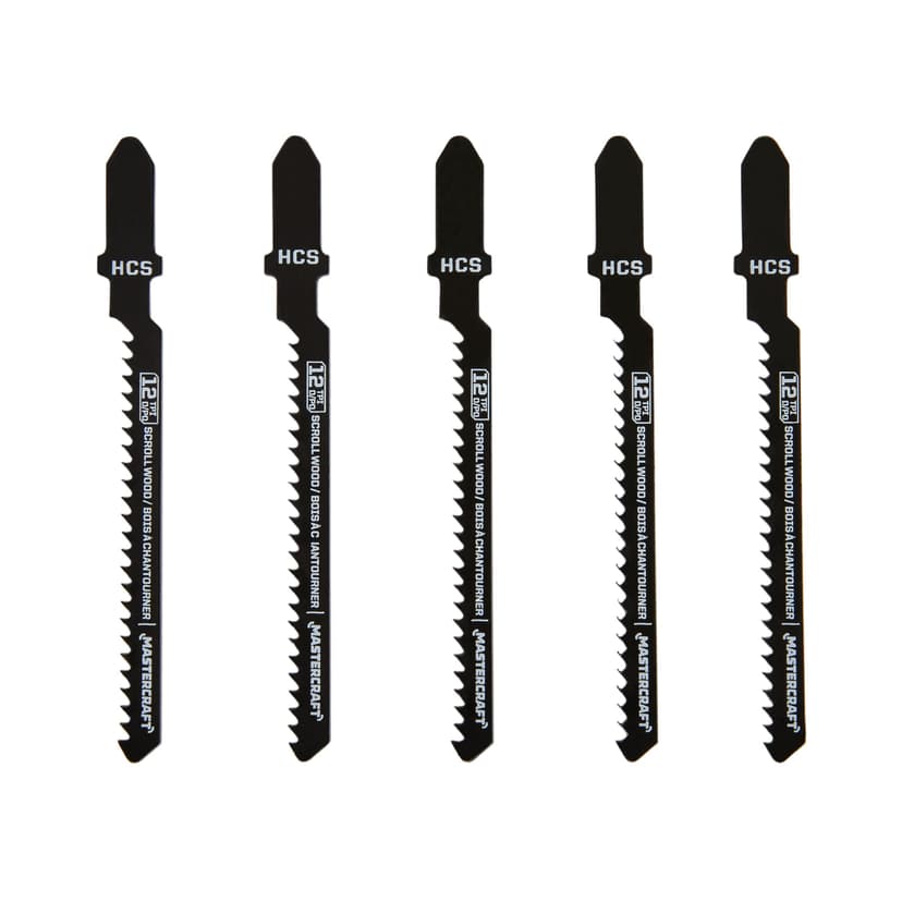 Mastercraft 12 TPI T-Shank HCS Jigsaw Blades for Wood, 5-pk