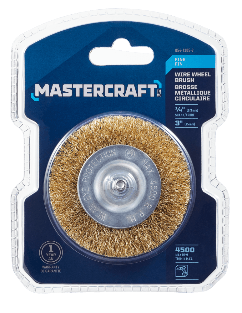 Mastercraft Flat Wire Wheel Brush, Fine, 3-in