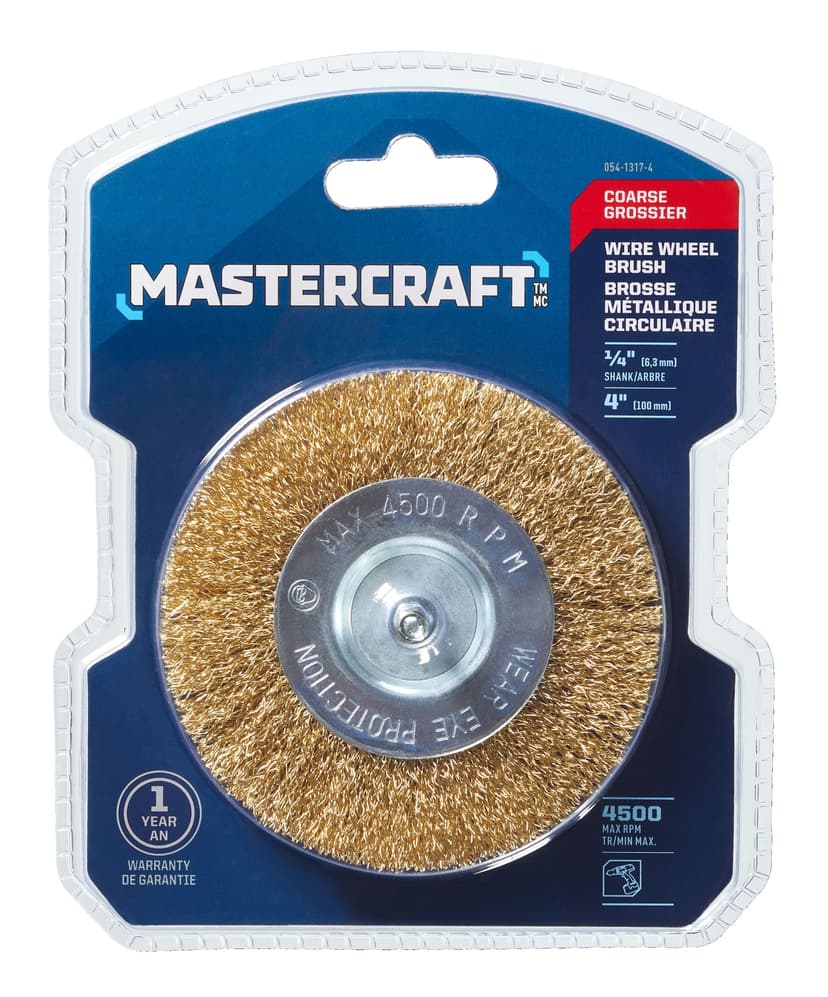 Mastercraft Flat Wire Wheel Brush, Coarse, 4-in