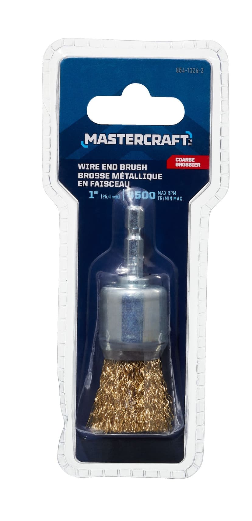 Mastercraft 1-in Coarse Crimped Brass Wire End Brush with 1/4-in Arbor, for Wood, Metal & Plastic, Dry Use