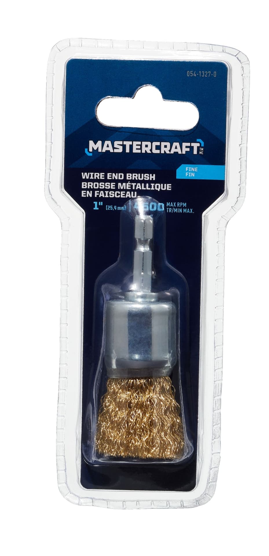 Mastercraft 1-in Fine Crimped Brass Wire End Brush with 1/4-in Arbor, for Wood, Metal & Plastic, Dry Use