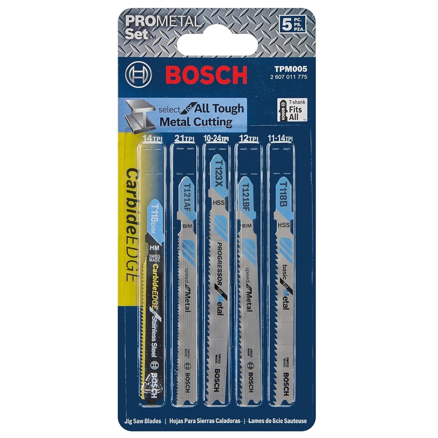 Bosch Pro-Metal T-Shank Jig Saw Blade Set, 5-Piece