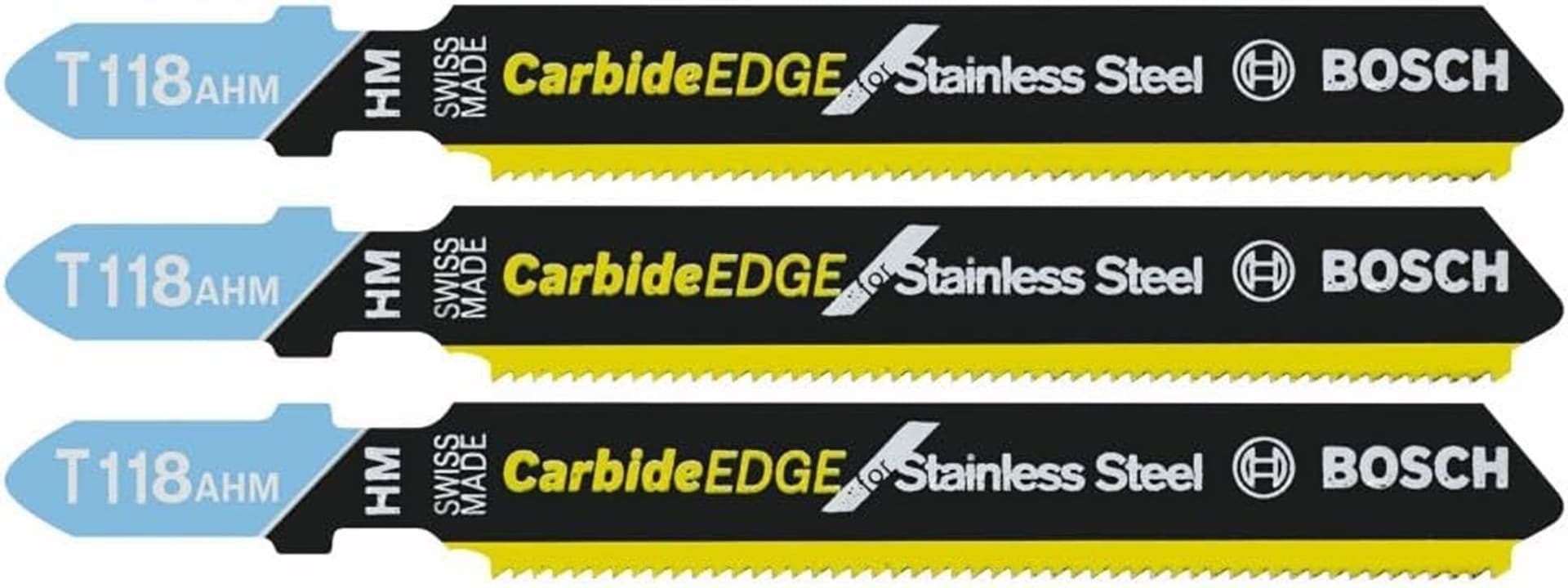 Bosch 3" 24TPI, T-Shank Carbide Jig Saw Blade Set, 3-Pack