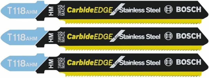 Bosch 3" 24TPI, T-Shank Carbide Jig Saw Blade Set, 3-Pack