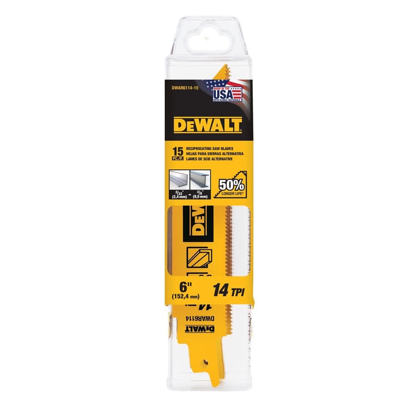 DeWALT 6" 14TPI Extreme Metal Reciprocating Blade Set,5-Pack