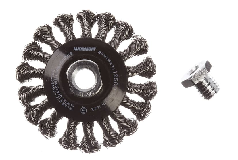 MAXIMUM 3-in Carbon Steel Knot Wire Wheel Brush, 5/8-in Arbor