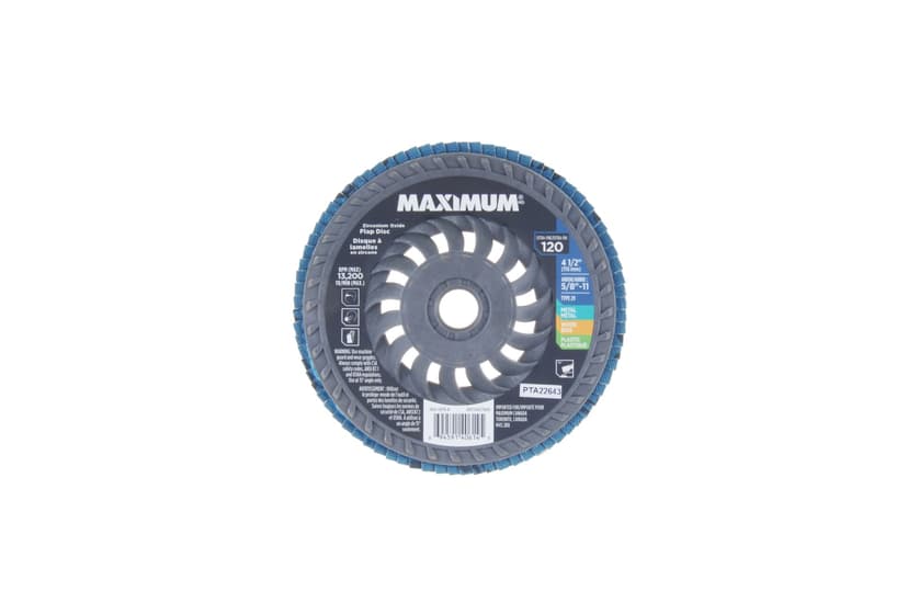 MAXIMUM Zirconium Flap Disc, 120-Grit, 4-1/2-in