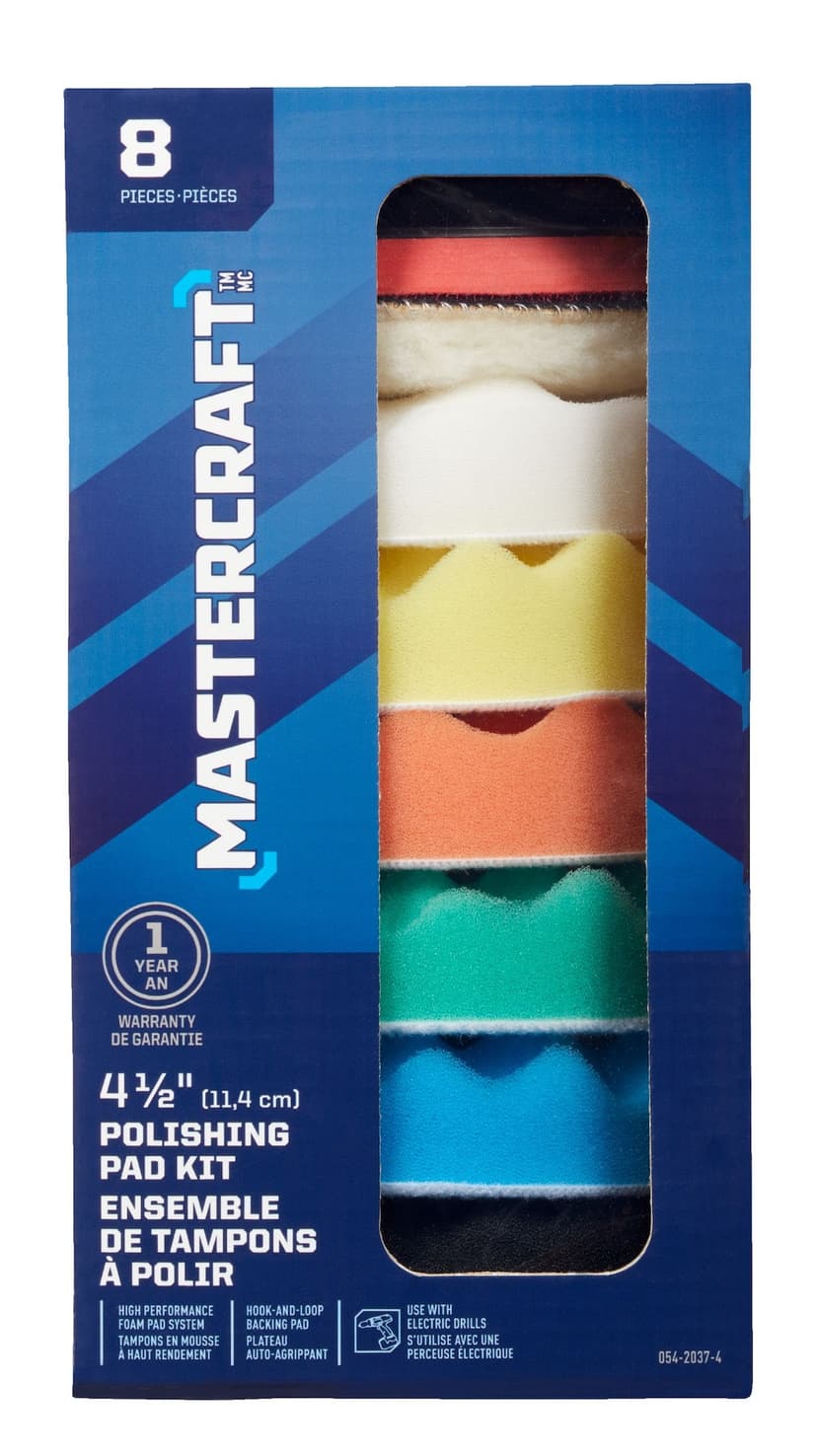 Mastercraft Sponge Pad Polishing Kit for Wood, Metal, Plastic, 8-pc