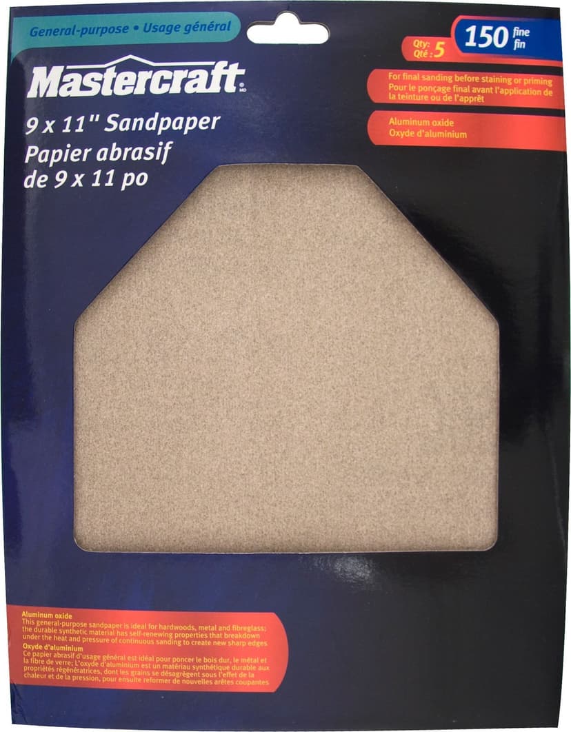 Mastercraft 9 x 11” Sandpaper Set with 5 Pieces