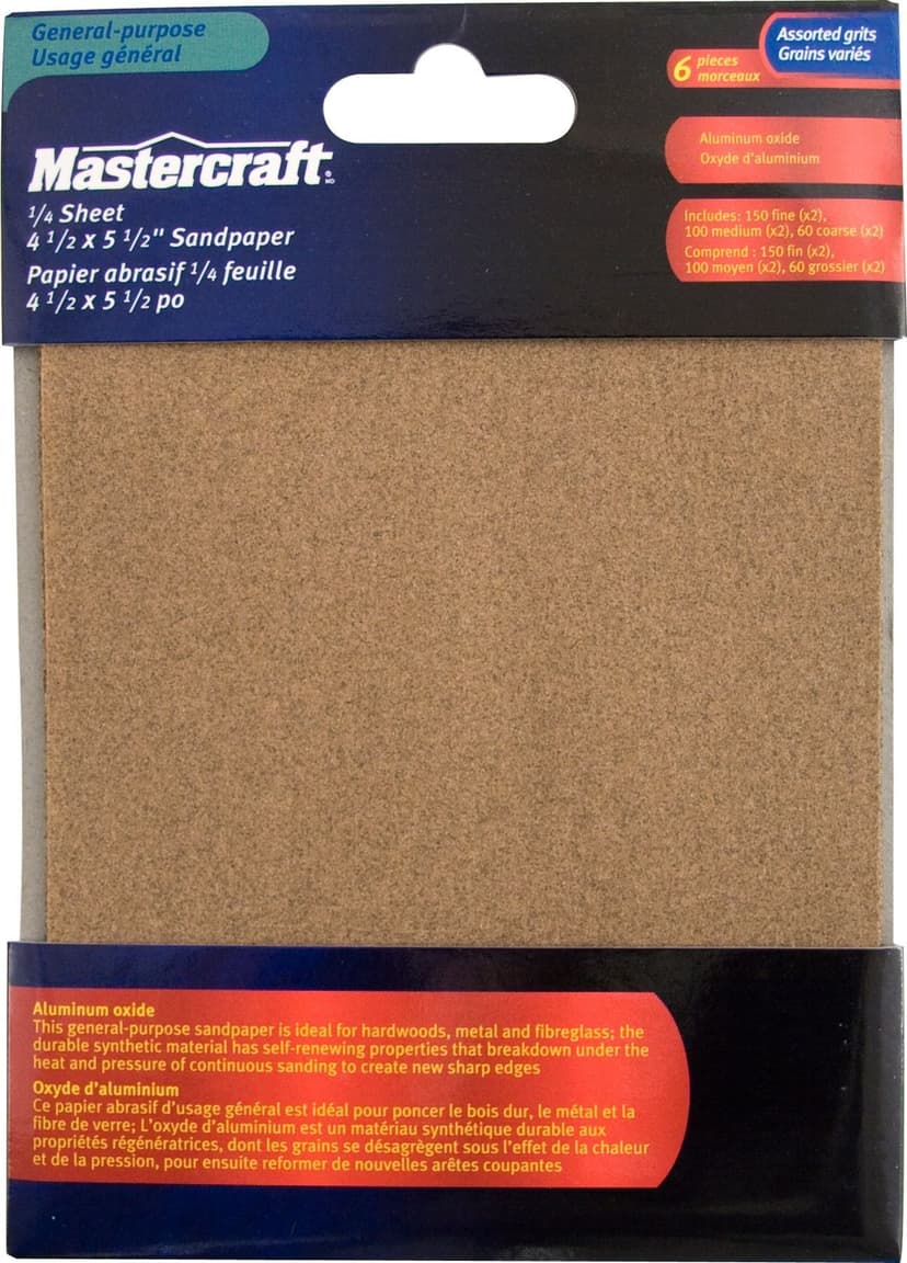 Mastercraft ¼ Sheet 4 ½ x 5 ½” Sandpaper Set