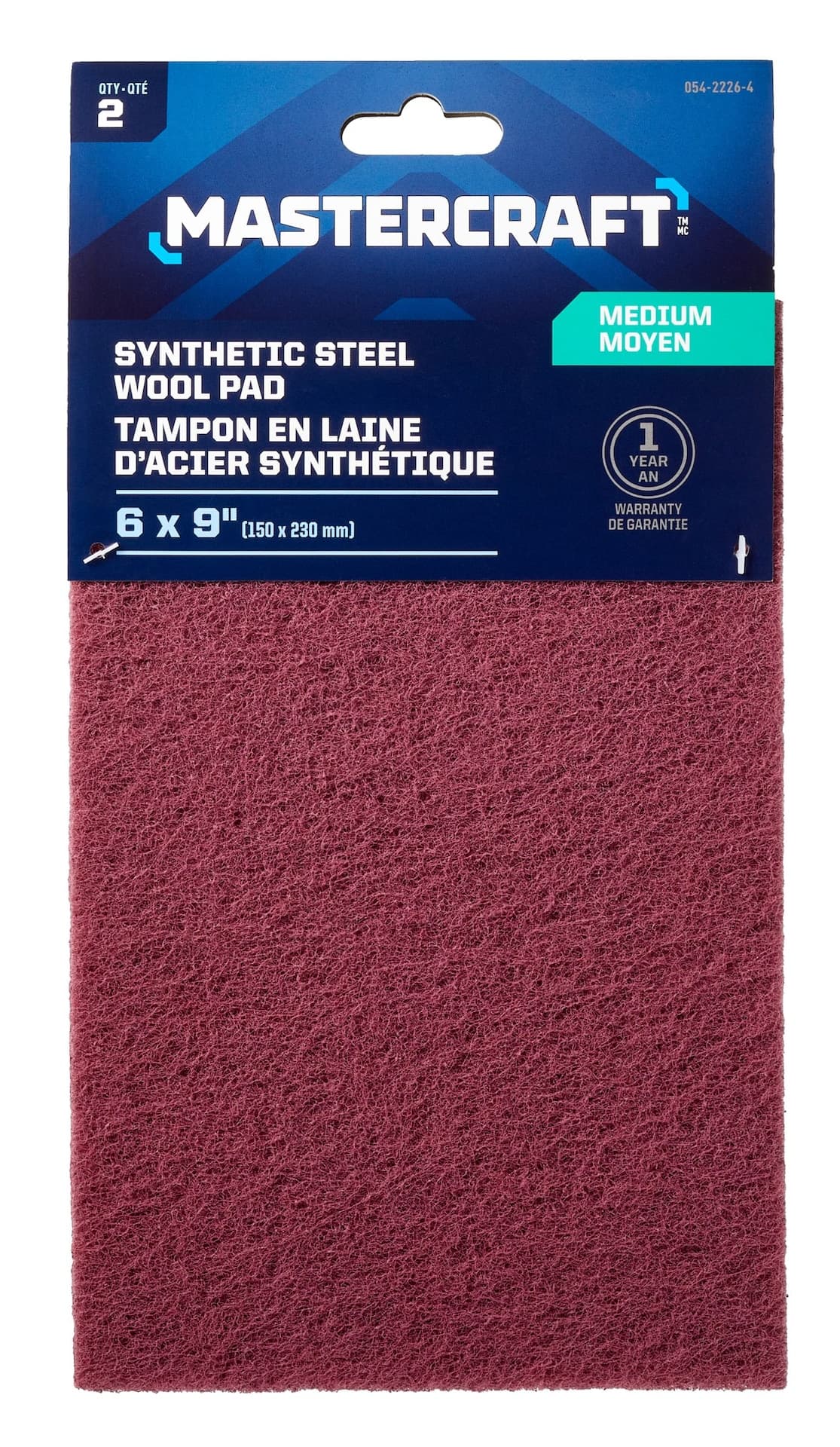 Mastercraft 6 x 9-in Nylon Synthetic Steel Wool Pad for Wood, Metal, Plastic, Medium Grit