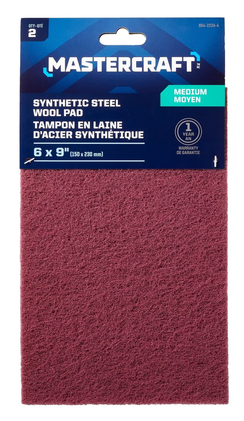 Mastercraft 6 x 9-in Nylon Synthetic Steel Wool Pad for Wood, Metal, Plastic, Medium Grit