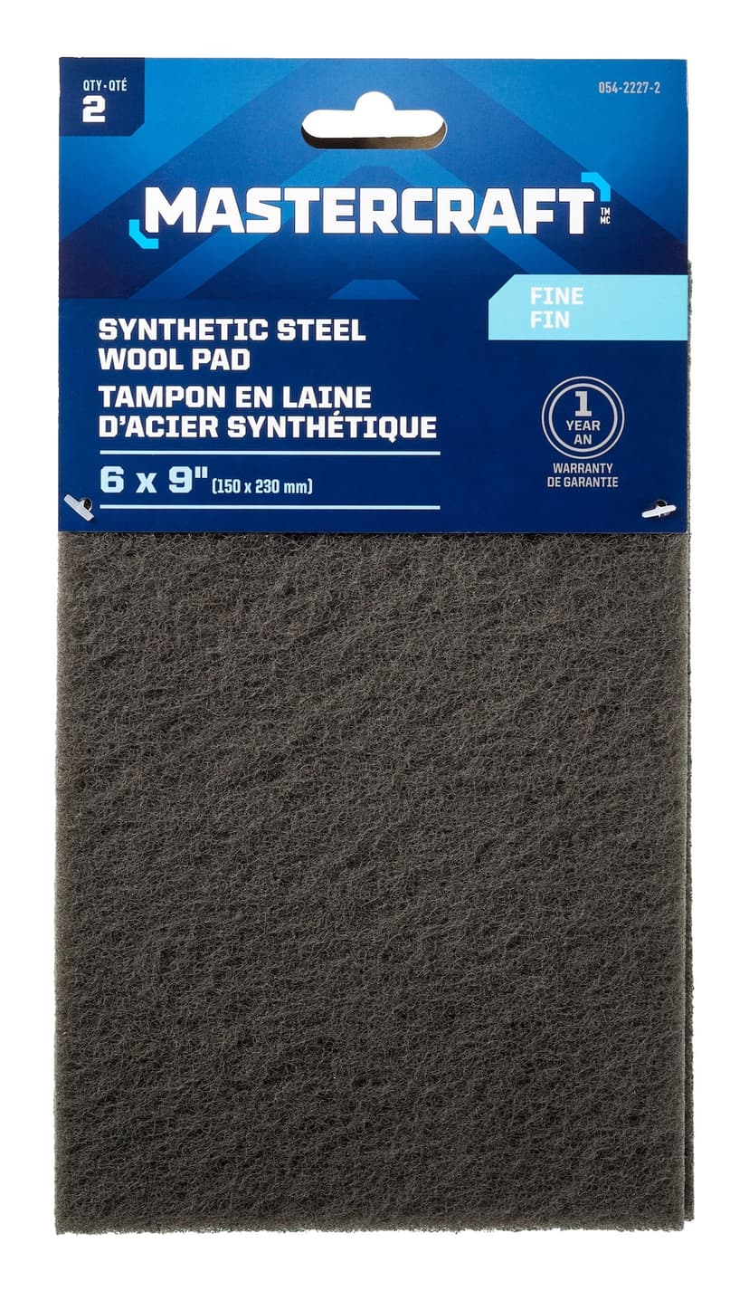 Mastercraft 6 x 9-in Nylon Synthetic Steel Wool Pad for Wood, Metal, Plastic, Fine Grit