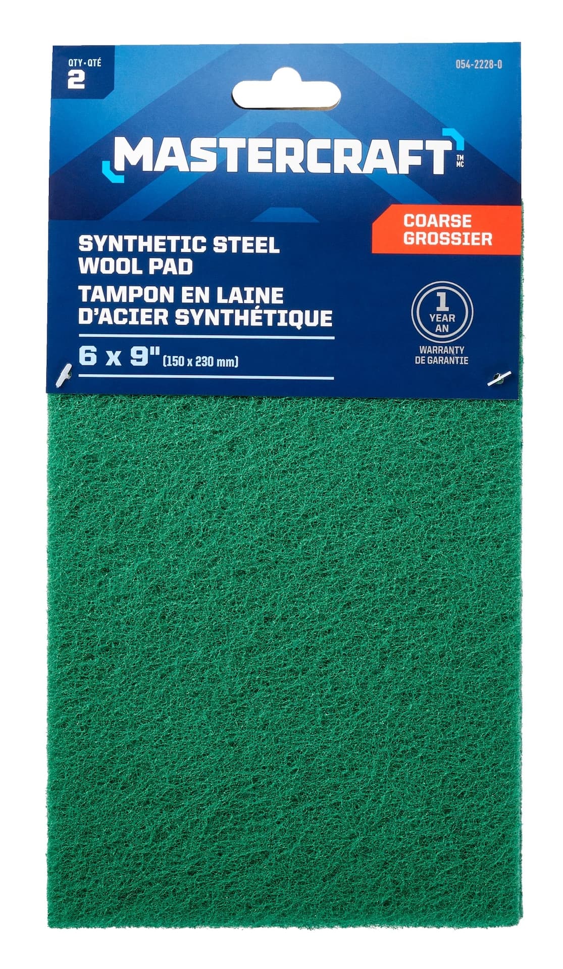 Mastercraft 6 x 9-in Nylon Synthetic Steel Wool Pad for Wood, Metal, Plastic, Coarse Grit