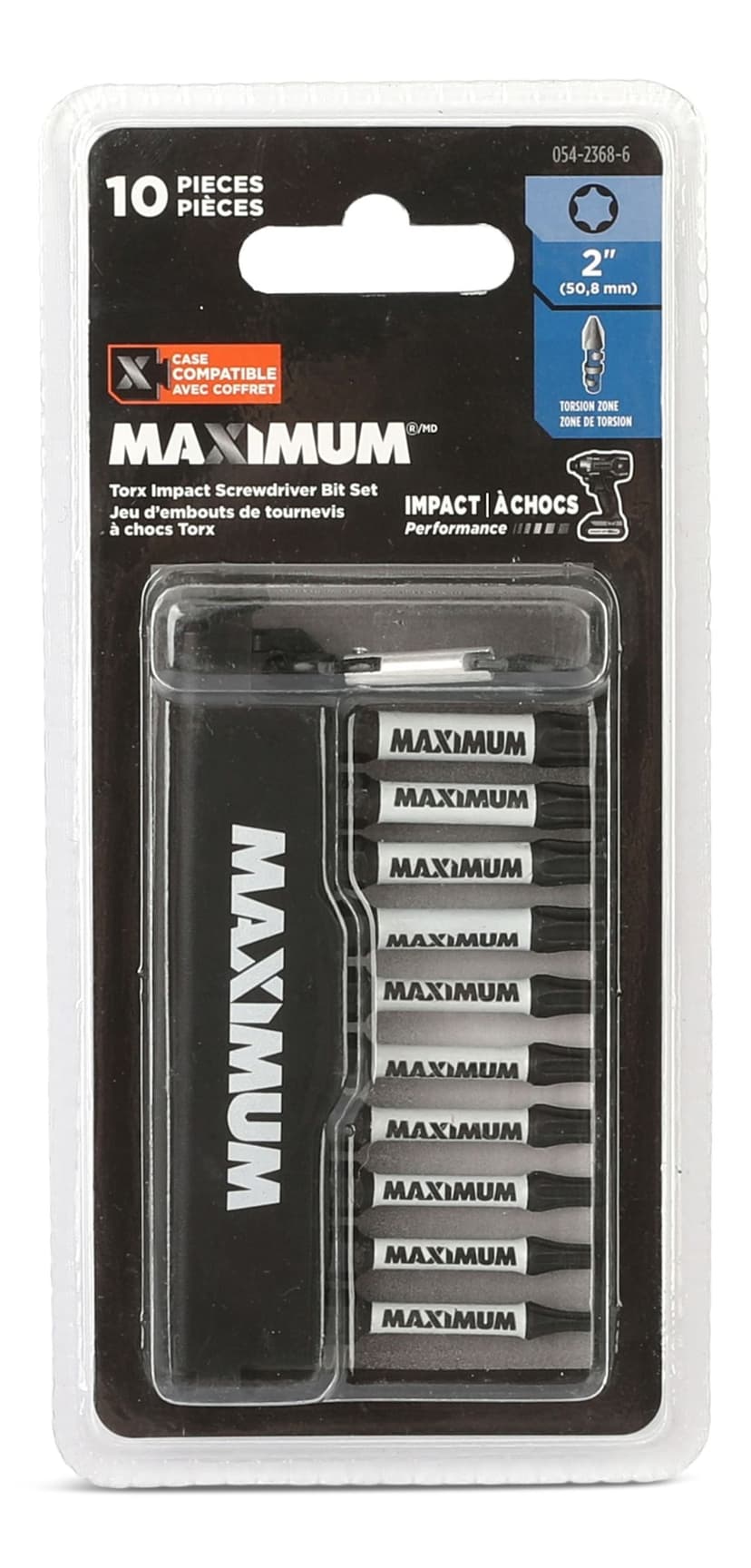 MAXIMUM Mixed Torx Carabiner Screw Bit Set, 2-In, 10-pc