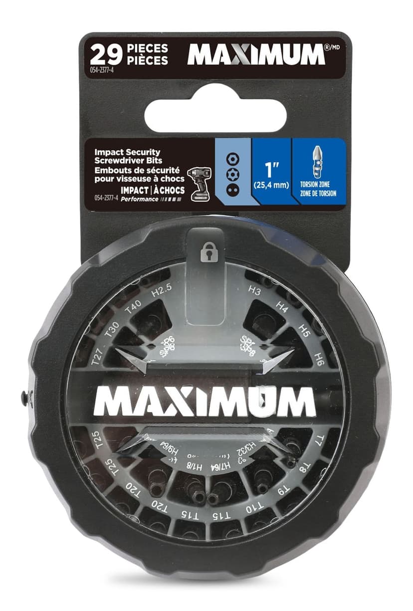 MAXIMUM Impact-Ready Security Screw Bit Set with Magnetic Holder, 1-In, 29-pc