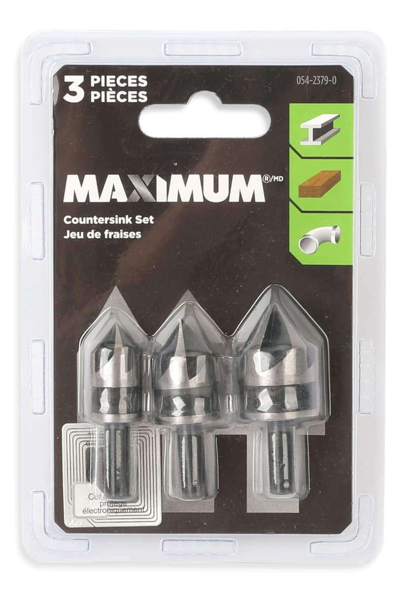 MAXIMUM Countersink Bit Drill Set, 3-pc