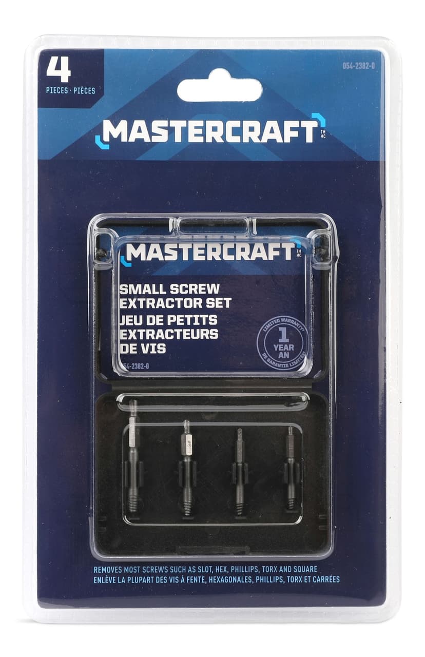 Mastercraft Screw Extractor Set with Storage Case, Small, 5-pc