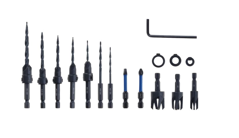 Mastercraft Counter Sink Tapered Drill Bit Set, 15-Piece