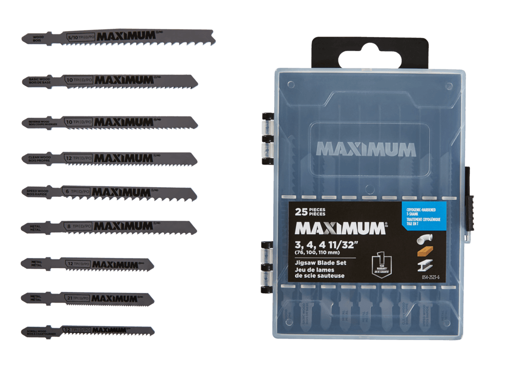 MAXIMUM T-Shank Cryogenic Assorted Jigsaw Blade Set for Wood, Metal, Plastic, 25-pc