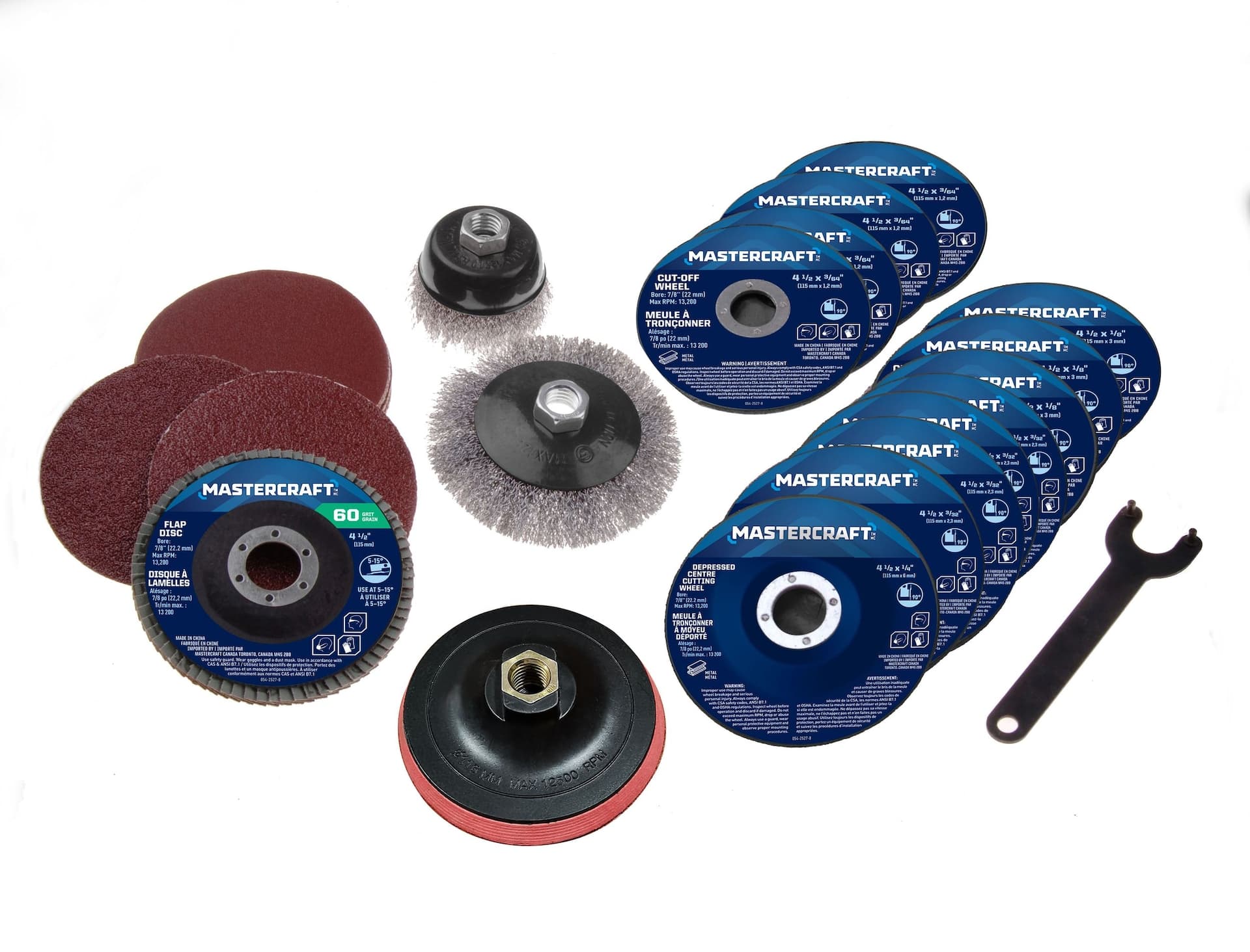 Mastercraft 4-1/2-in Assorted Grit Aluminum Oxide Angle Grinder Accessory Set, 35-pc