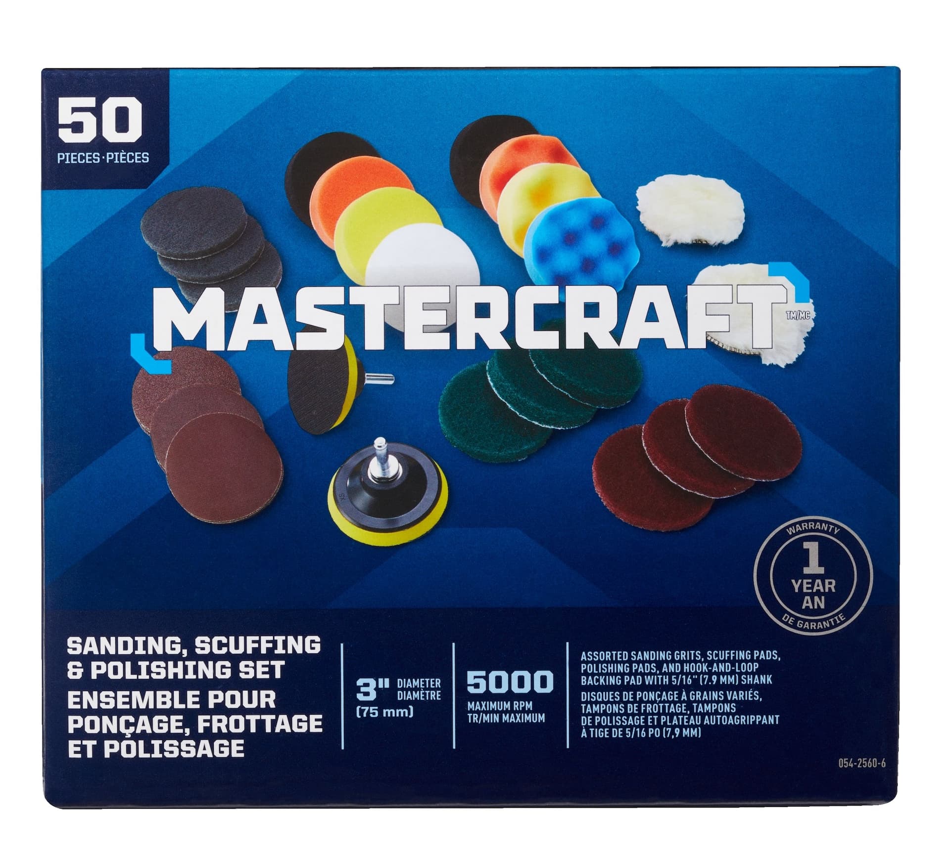 Mastercraft 3-in Assorted Sanding, Scuffing & Polishing Kit for Wood, Metal, 50-pc