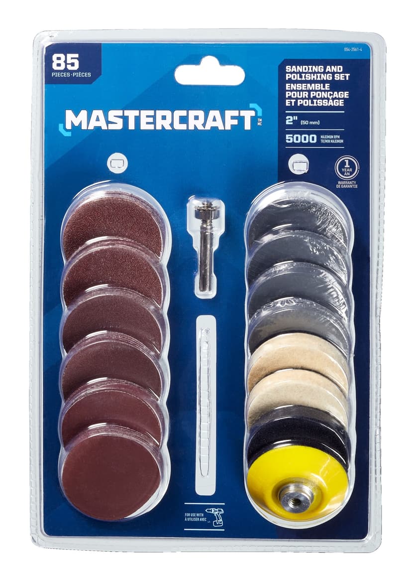 Mastercraft Rotary Sanding & Polishing Set, 2-in, 85-pc