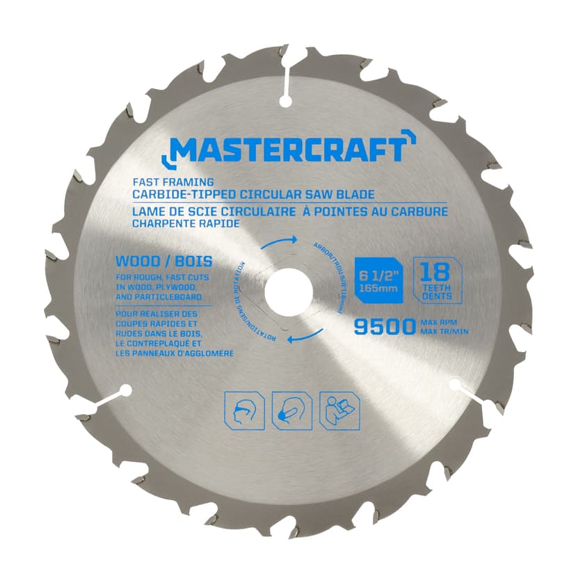 Mastercraft 6-1/2-in 18T Carbide Tipped Fast Framing Circular Saw Blade for Wood