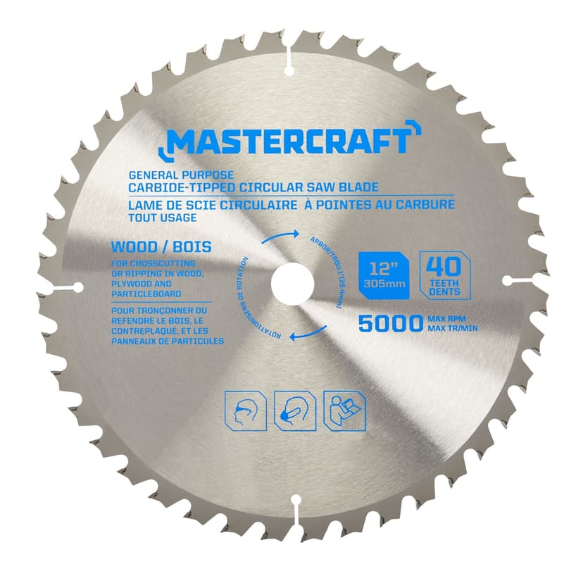 Mastercraft 12-in 40T Carbide Tipped General Purpose Circular Saw Blade for Wood