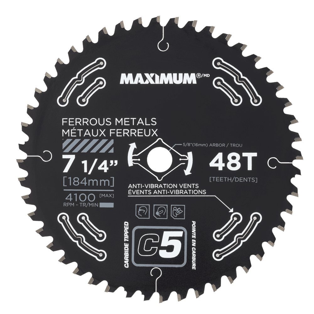 MAXIMUM 7-1/4-in 48T Carbide Tipped Circular Saw Blade for Ferrous Metal