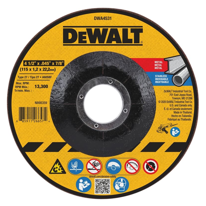 Dewalt 4-1/2" T27 Cut-Off Wheels, 15 Pack