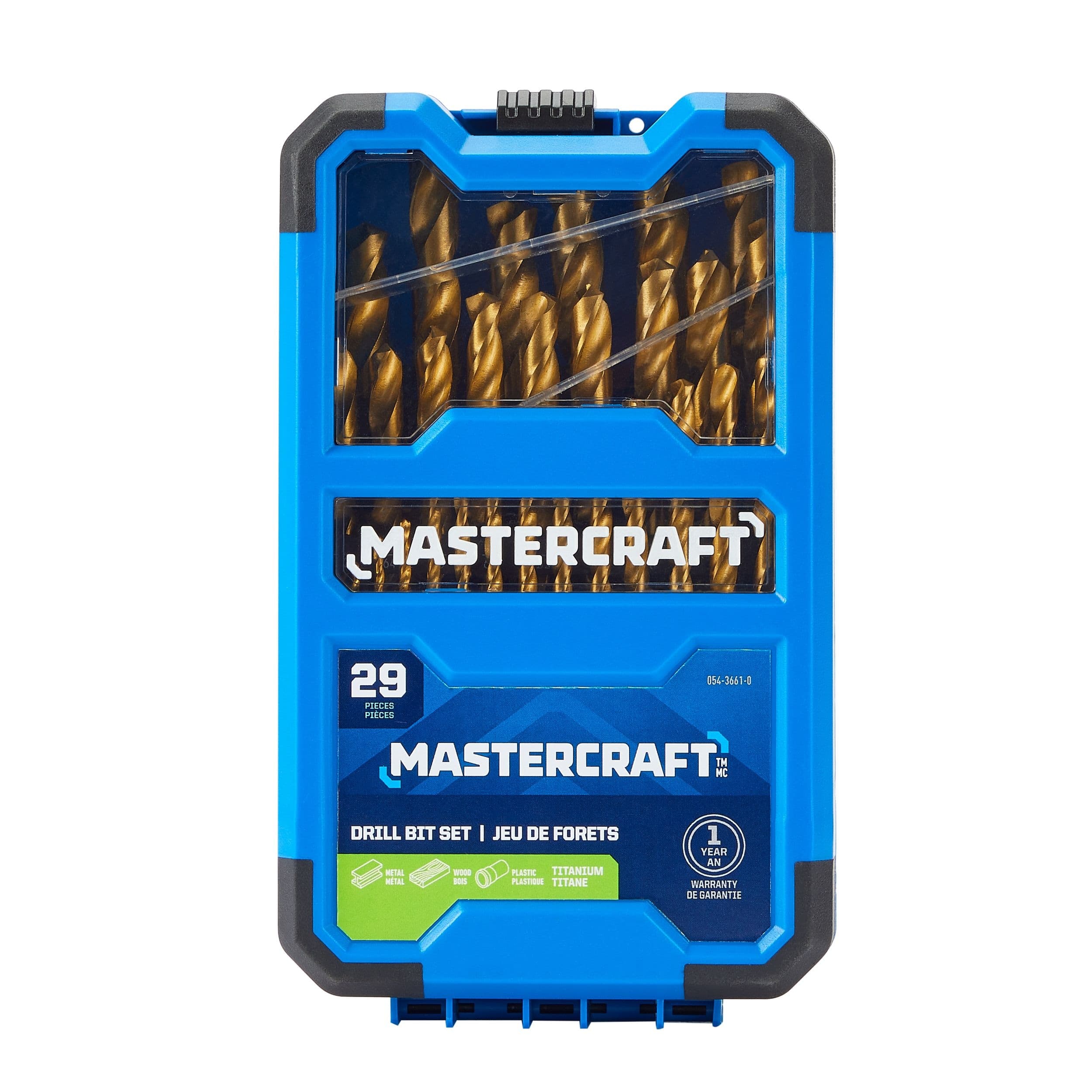 Mastercraft Titanium Drill Bit Set for Wood, Metal, Plastic, 29-pc