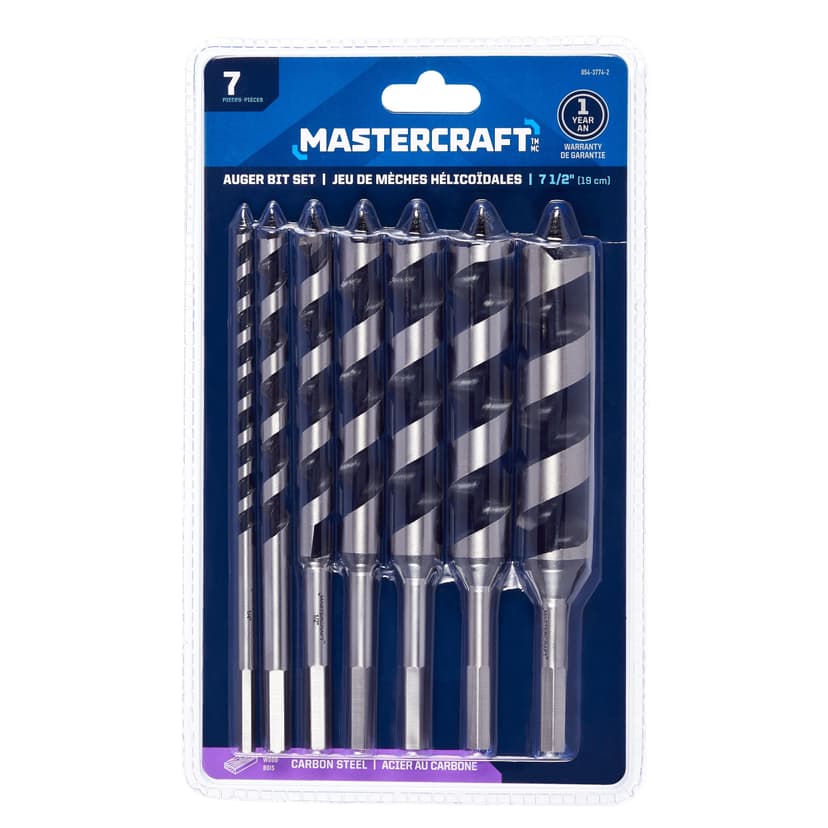 Mastercraft 7.5-in HCS Auger Bit Set for Wood, 7-pc
