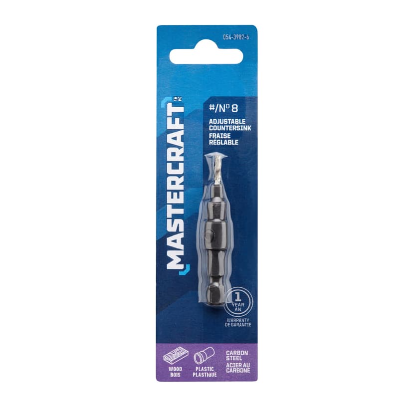 Mastercraft Adjustable Countersink HCS Screw Drill Bit, #8, For Wood & Plastic