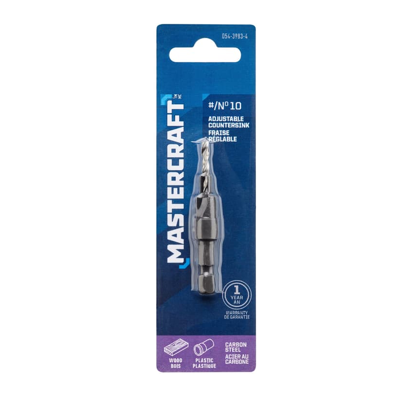 Mastercraft Adjustable Countersink HCS Screw Drill Bit, #10, For Wood & Plastic