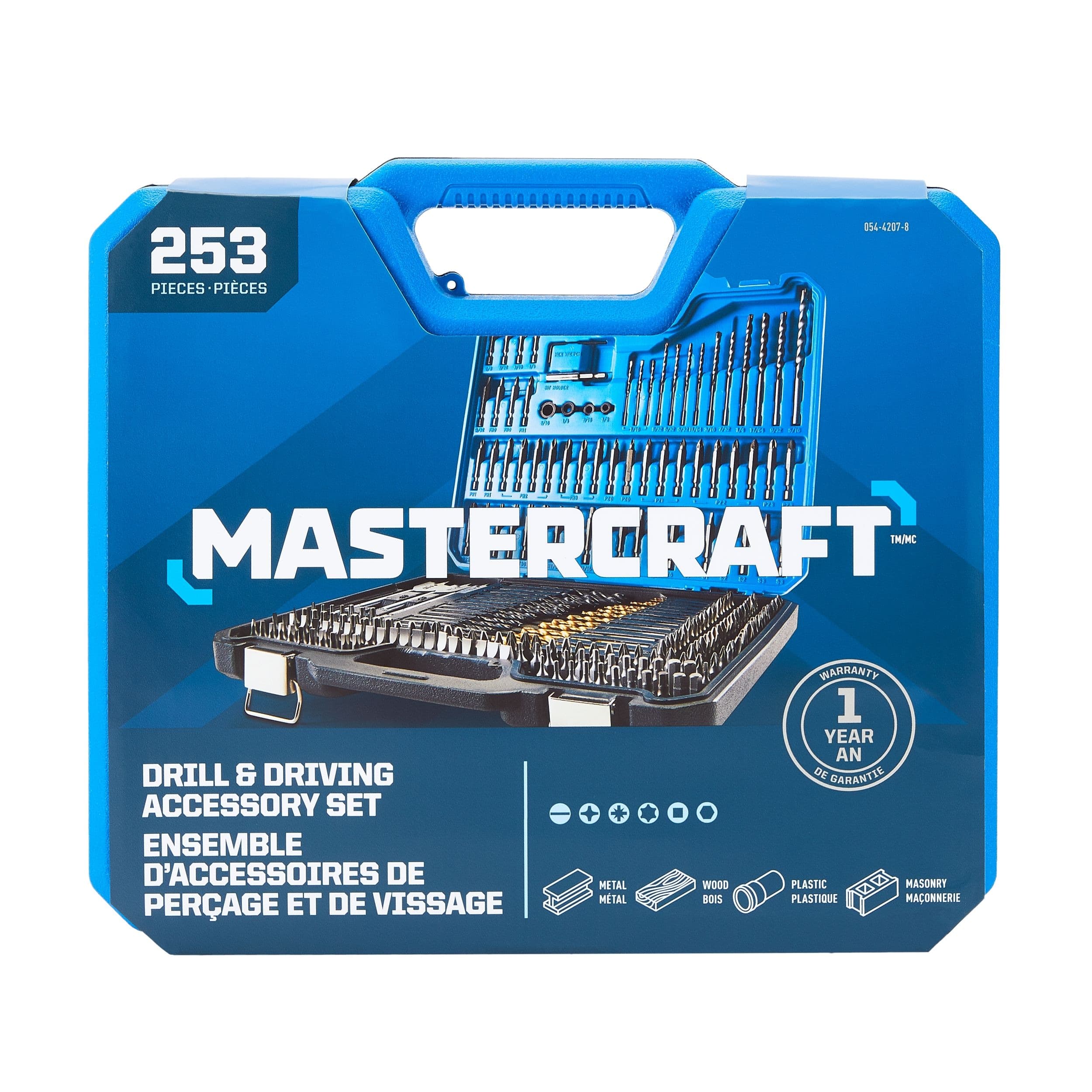 Mastercraft HCS Drill & Drive Set for Wood, Metal, Plastic, Masonry, 253-pc