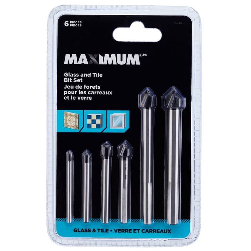 MAXIMUM Carbide Tipped Bit Set for Tile, Glass, 6-pc
